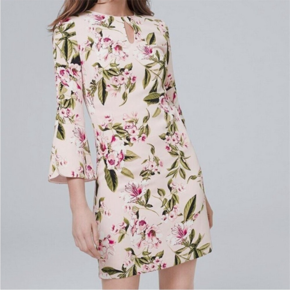 White House Black Market | Floral Print Shift Dress | Powder Pink | Size 0